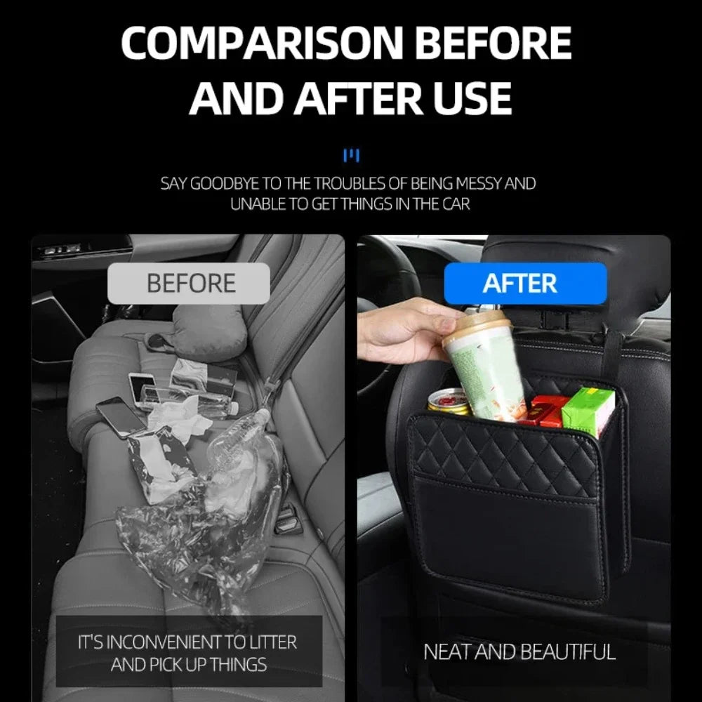 Car Storage Bag Multifunctional Seat Back Storage Bag Leather Seat Hanging Box Decoration Products Phone Organizer Car Interior