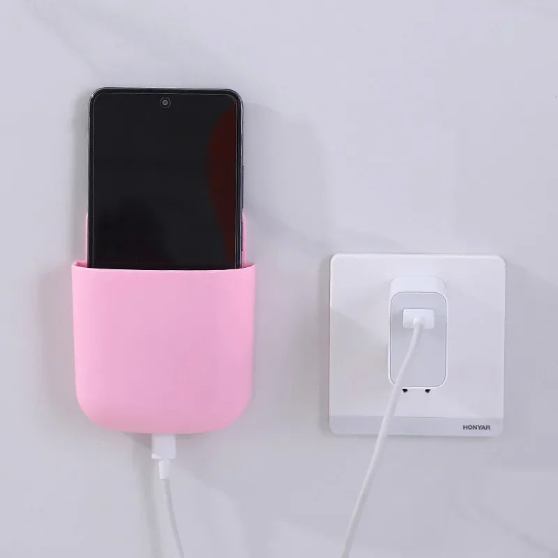 Wall Mounted Storage Box Mobile Phone Plug Holder Stand Rack Remote Control Storage Organizer Case Gadgets for Home