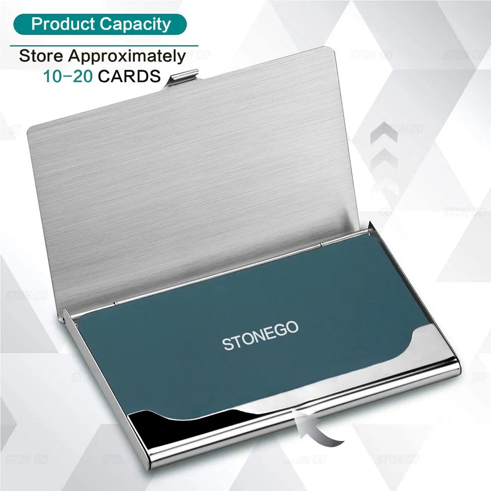 Metal Business Card Holder - Slim Pocket Business Card Case for Men & Women, Stainless Steel IC Cards Storage