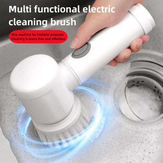 Electric Spin Scrubber Bathroom Cleaning Brush Power Scrubber with 3 Replaceable Brush Heads Electric Cleaning Brush