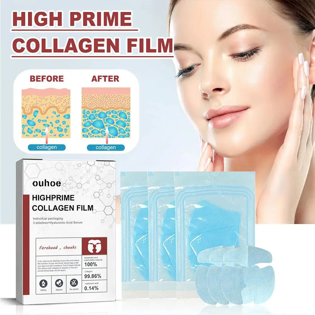 Nano Collagen Soluble Mask Cloth Forehead Film Paper Cheek Collagen Film ClothBrighten Moisturizing  SkinCare Beauty Health3pcs