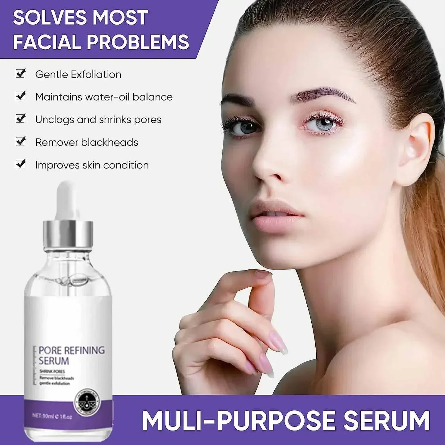 Pore Shrinking Serum Moisturizing Facial Essence for Relieving Dryness Oil Long-lasting Calming for Sensitive Skin Care