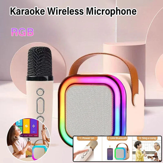 New K12 Karaoke Machine Portable Bluetooth Speaker With 2 Wireless Microphones Family Singing Loudspeaker Children's Gift