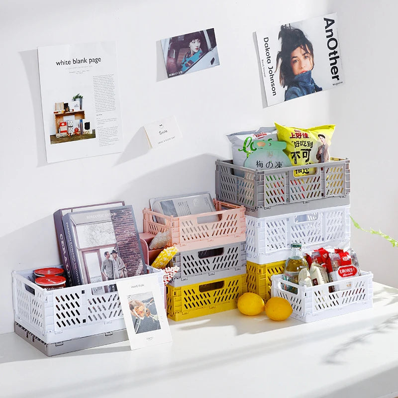 Plastic Foldable Storage Crate Folding Box Basket Stackable Makeup Jewellery Toys Boxes For Storage Case Organizer