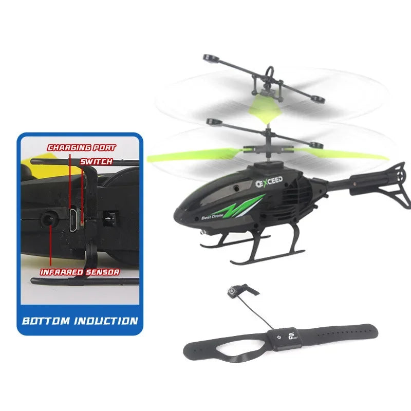 Watch Wrist Hand Controlled Induction Aircraft Impact Resistant Helicopter with Lighting Rechargeable Mini RC Drone