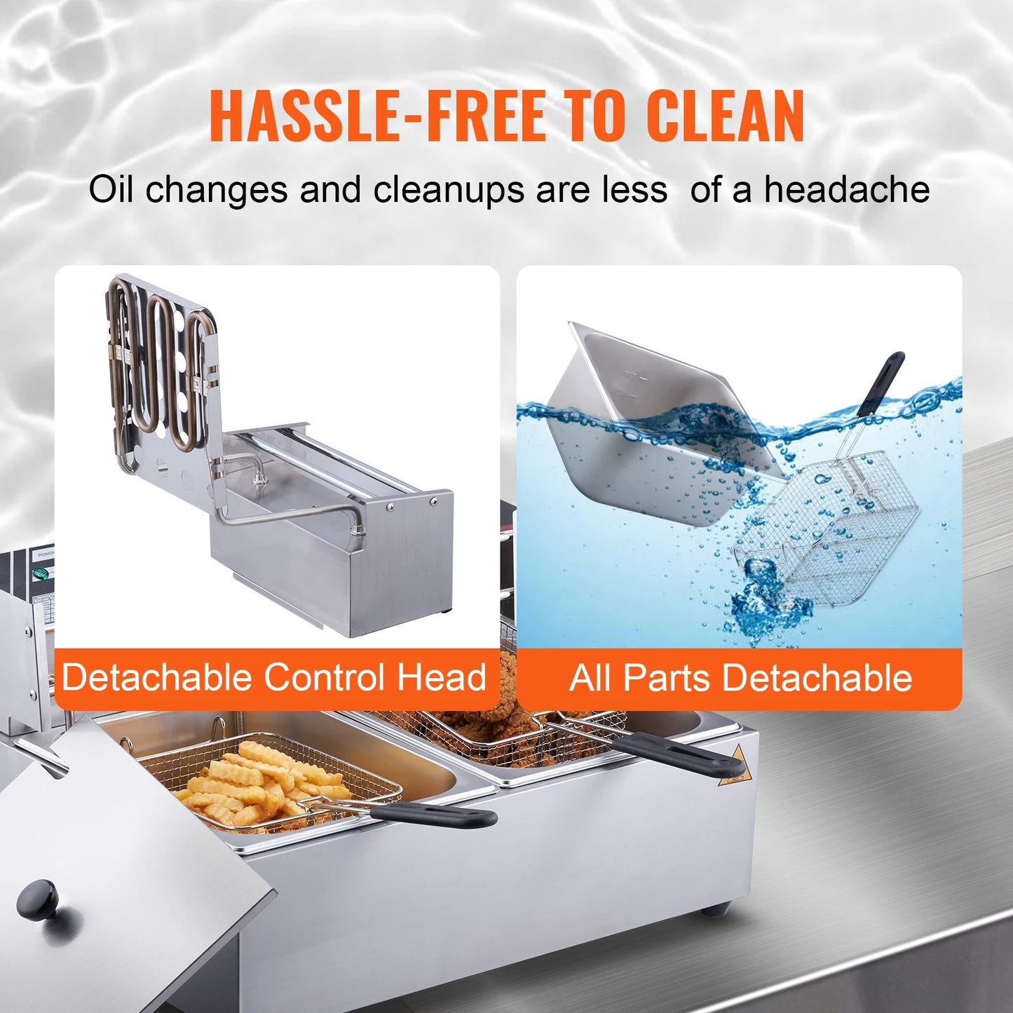 VEVOR Commercial Electric Deep Fryer, 24L 3000W Electric Countertop Fryer with Dual Removable Basket, for Kitchen, Restauran