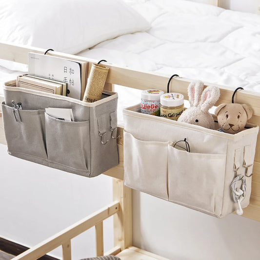 Creative Canvas Storage Hanging Bag Home Bedside Pockets Storage Bag Dormitory Books Snacks Ipad Sundries Organizer