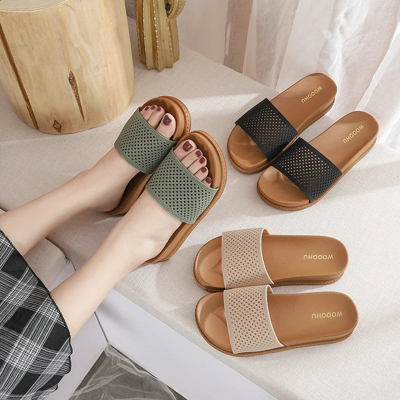 Slide for Women 2023 Home Indoor Footwear Summer Mesh Flat Fashion Shoes Women's Female Glitter Women Slippers Zapatillas Slides