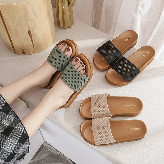 Slide for Women 2023 Home Indoor Footwear Summer Mesh Flat Fashion Shoes Women's Female Glitter Women Slippers Zapatillas Slides
