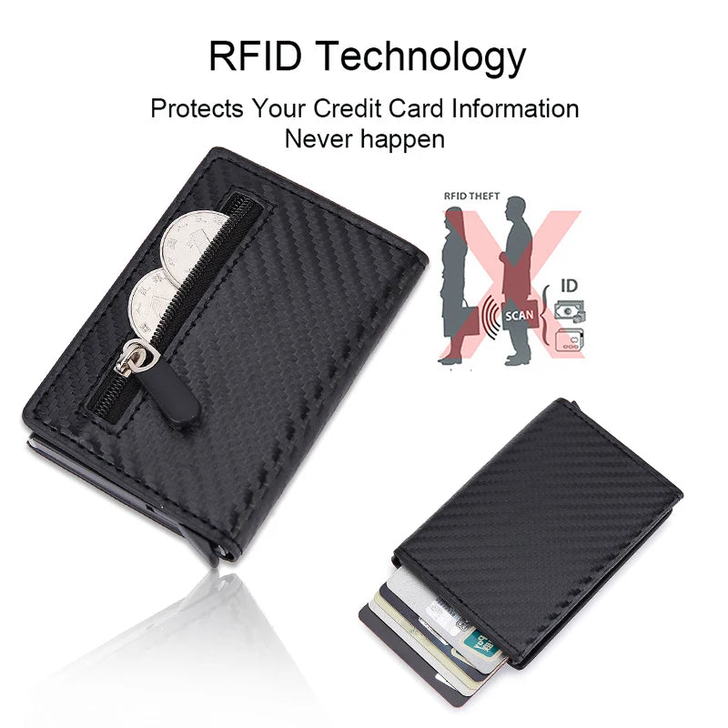 Magnet Rfid Blocking Card Holder Wallets Men Thin Slim Cartera Leather Coin Purse Small Male Black Walet Mini Wallets for Men