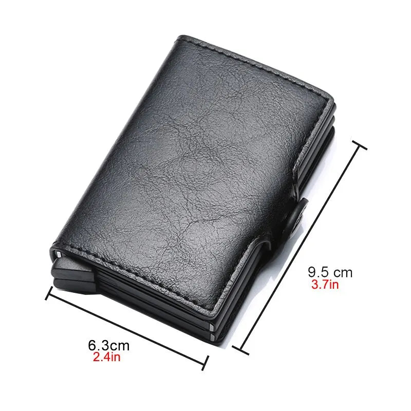 Antitheft Rfid Credit Card Holder Wallets Men Leather Aluminum Box Metal Male Purse Bag Small Cardholder Case Minimalist Wallet