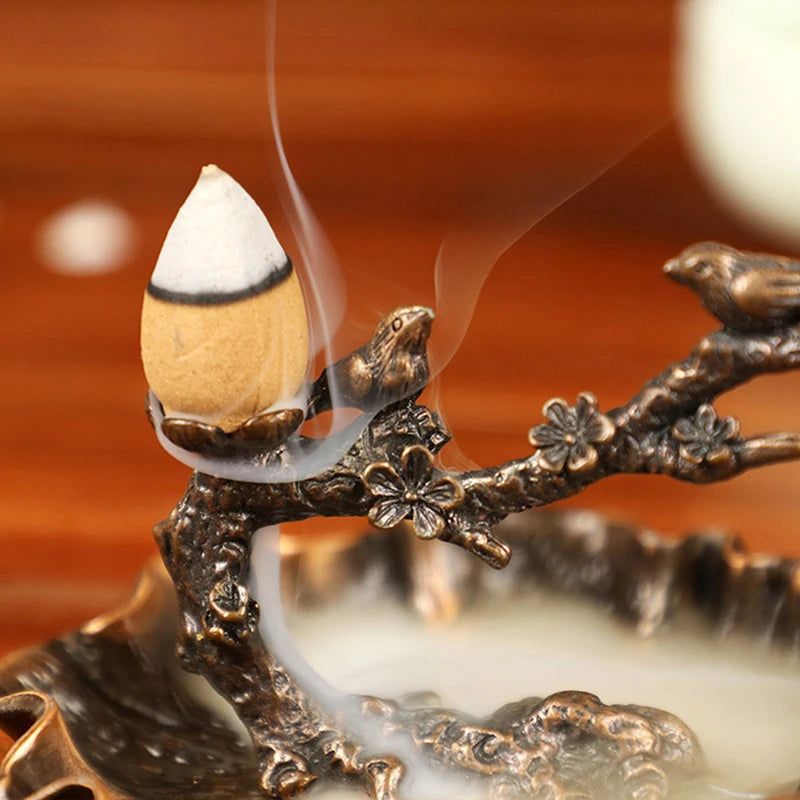 Small Cense Furnace Ornament Creative Happy Plum Branch Bracket Incense Insert Aroma Furnace Backflow Incense Furnace