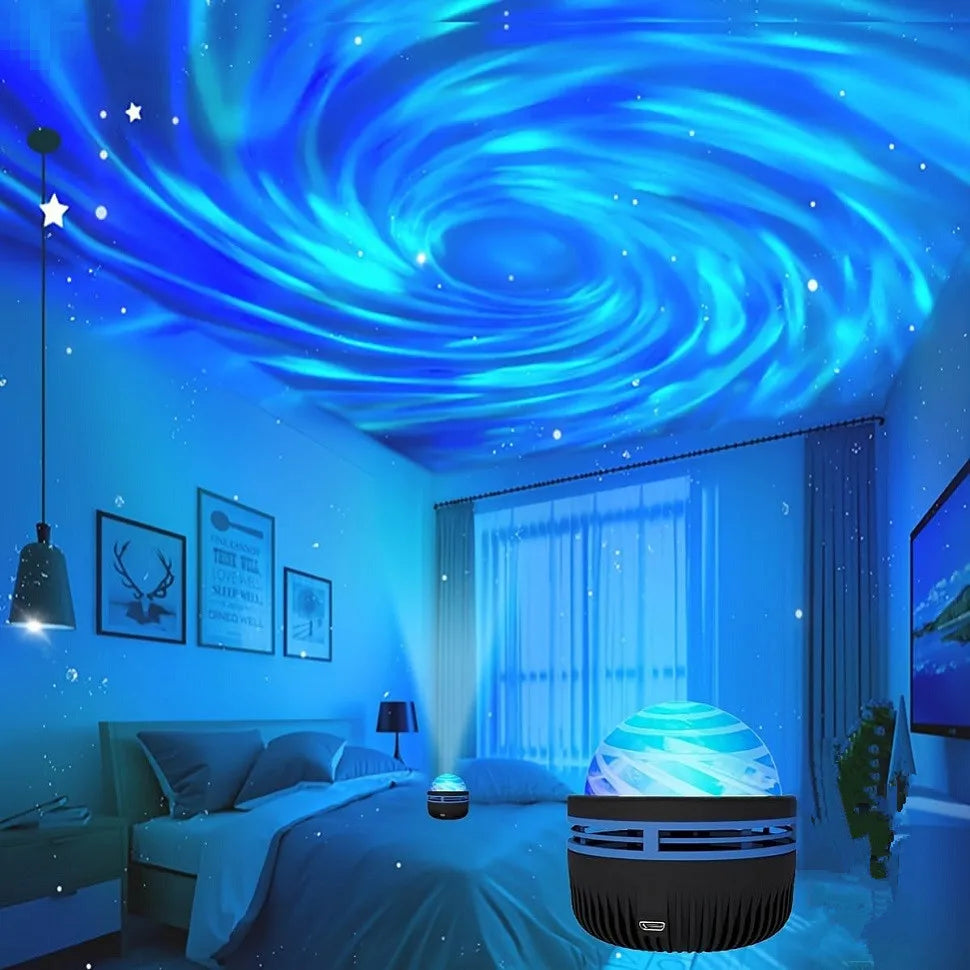 New Galaxy Projection Light LED Water Pattern Starry Sky Lamp Aurora Projector Light Mini Moon Star Night Light for Room Decor
