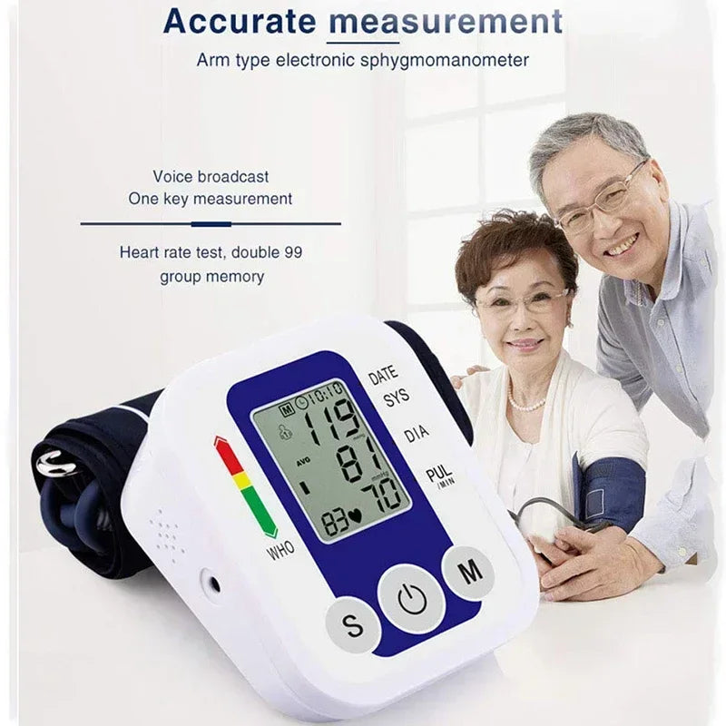Portable Digital Upper Arm Blood Pressure Monitor Measurement Tool Blood Pressure Monitor Meter Tonometer Sphygmomanometer