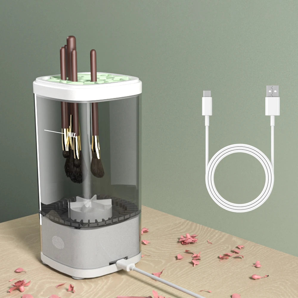 2024 Electric Makeup Brush Cleaner Automatic Spinner Makeup Brush Holder Stand Women Lazy Cleaning Brush Washing Holder Device