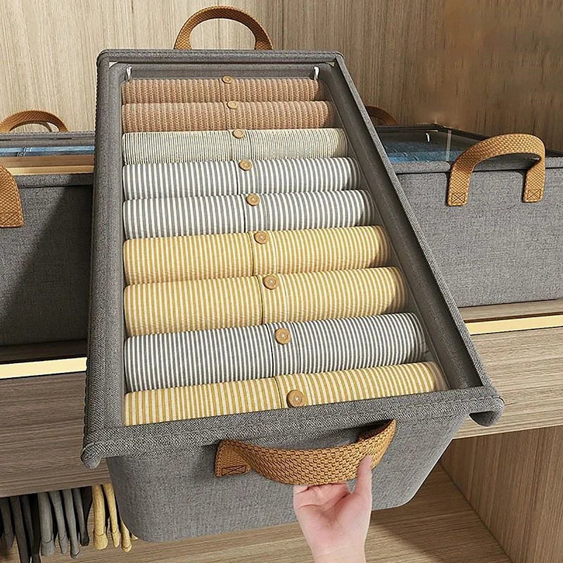 Steel Frame Folding Storage Boxes Dust-proof Moisture-proof Clothes Trousers Socks Home Organization Drawer Wardrobe Storage Box