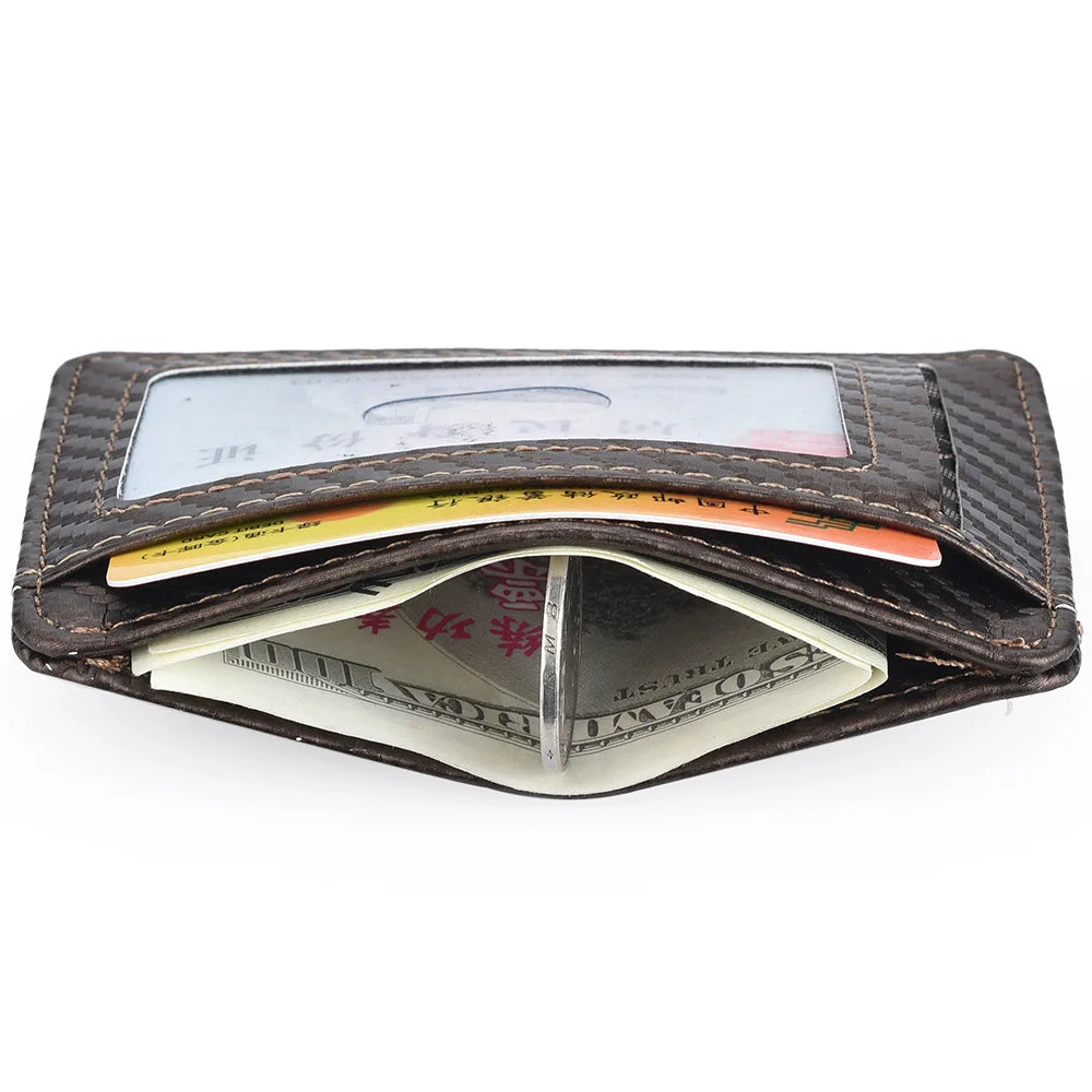 Men's Slim Minimalist Front Pocket Wallets RFID Blocking Credit Card Holder Portable Leather Wallets