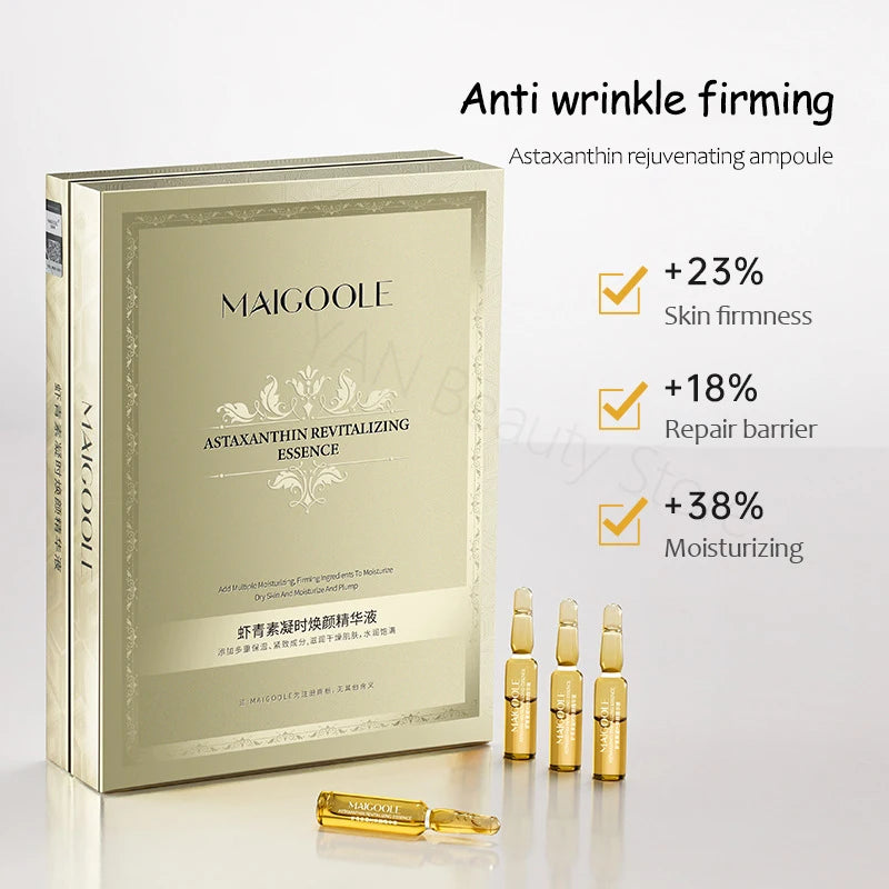 Astaxanthin Anti Wrinkle Facial Ampoules Sets Collagen Firming Serum Vitamin C Anti-Aging Essence Hyaluronic Acid Beauty Health