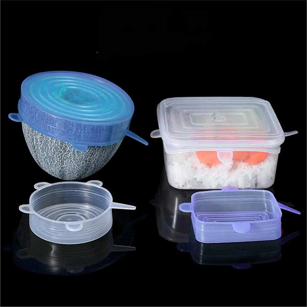 6/12Pcs/Lot Silicone Stretch Lids Universal Taper Pot Bowl Food Wrap Sealed Cover for Kitchen Cookware