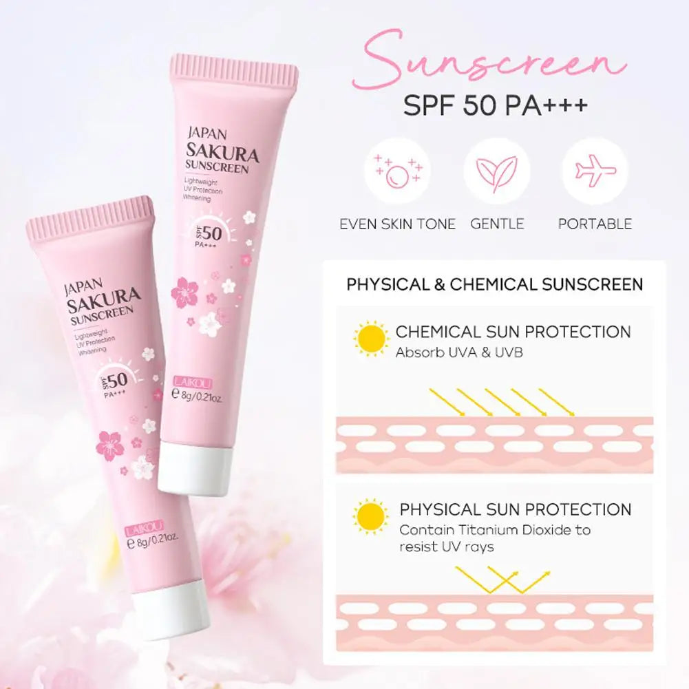 Sakura Skin Care Set Facial Cleanser, Face Cream, Serum, Toner Moisturizing, Whitening, Firming, Hydrating Kit 4pcs set
