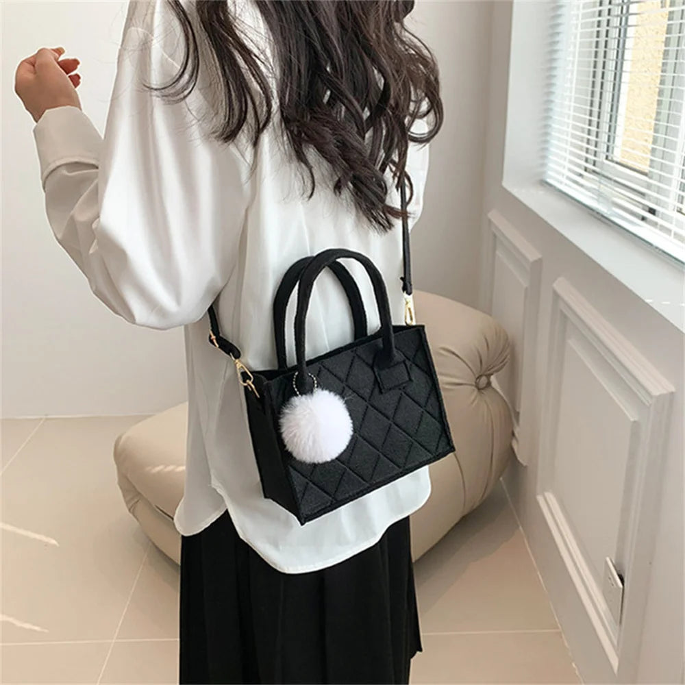 Women Small SquareCrossbody Bags New Simple and Versatile Casual Handbag Fashion Popular Girls Felt Shoulder Messenger Bags