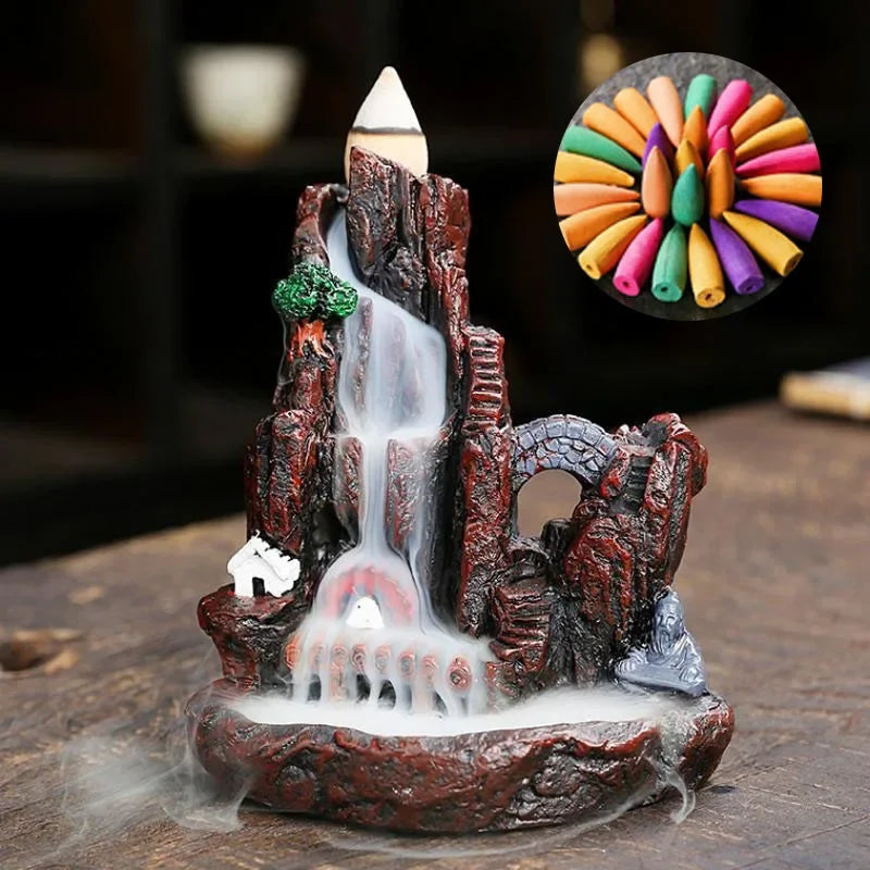Mixed Waterfall Smoke Backflow Natural Incense Cone Incense Cone Lavender Multi-scented Suitable for Places Tea Room Yoga Room