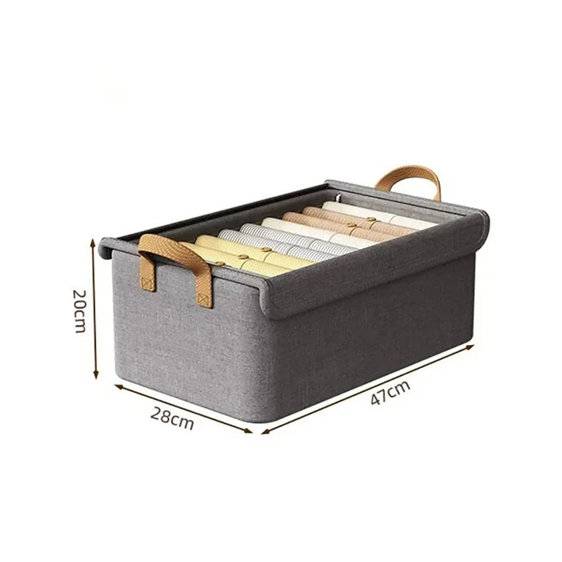 Steel Frame Folding Storage Boxes Dust-proof Moisture-proof Clothes Trousers Socks Home Organization Drawer Wardrobe Storage Box