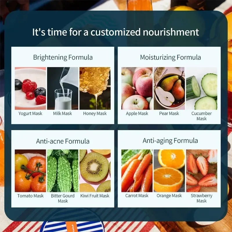 2 In 1 Facial Mask，Maker Blender，Juicer Smart Self-made Natural Vegetable Collagen Fruit Mask Home Used Facial SPA Beauty Device