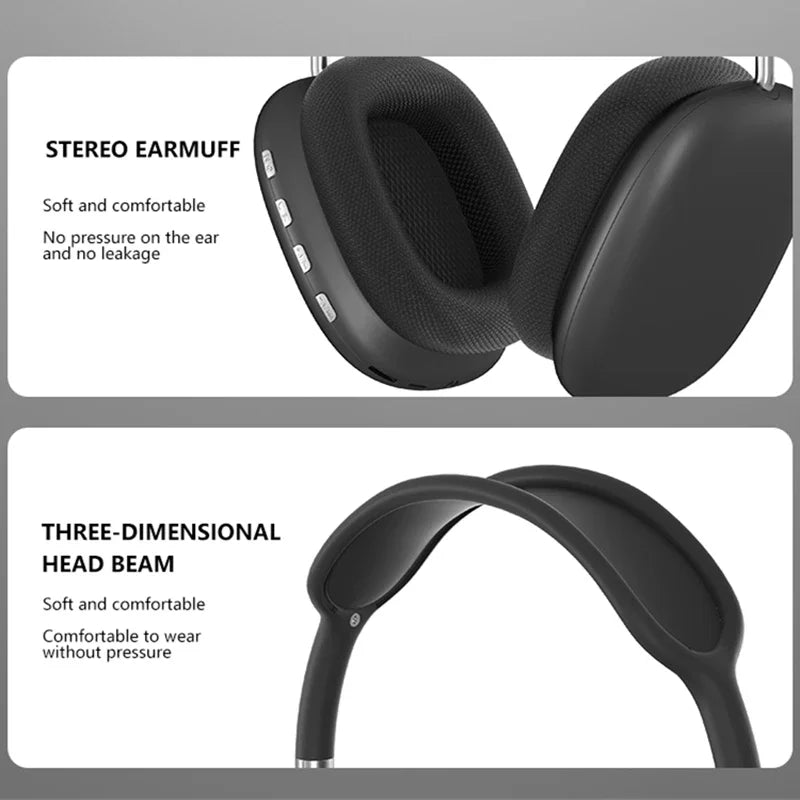 P9 Wireless Bluetooth Headphones With Mic Noise Cancelling Headsets Stereo Sound Earphones Sports Gaming P9 Pro Max Supports TF