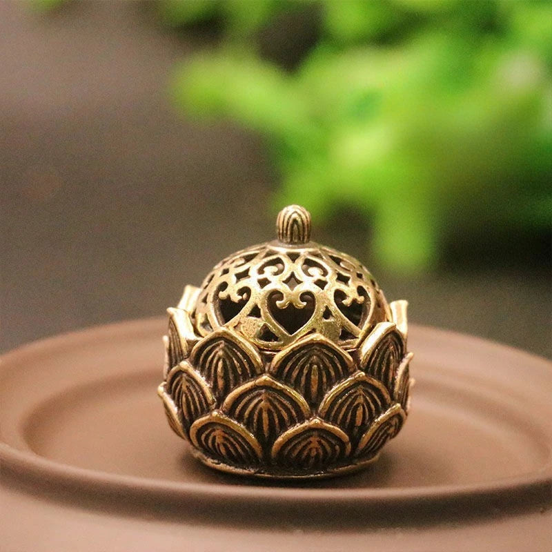 Buddhist Utensils Incense Burner Lotus Incense Censer Archaic Copper Alloy Sandalwood House Furnishings Home Office Decoration