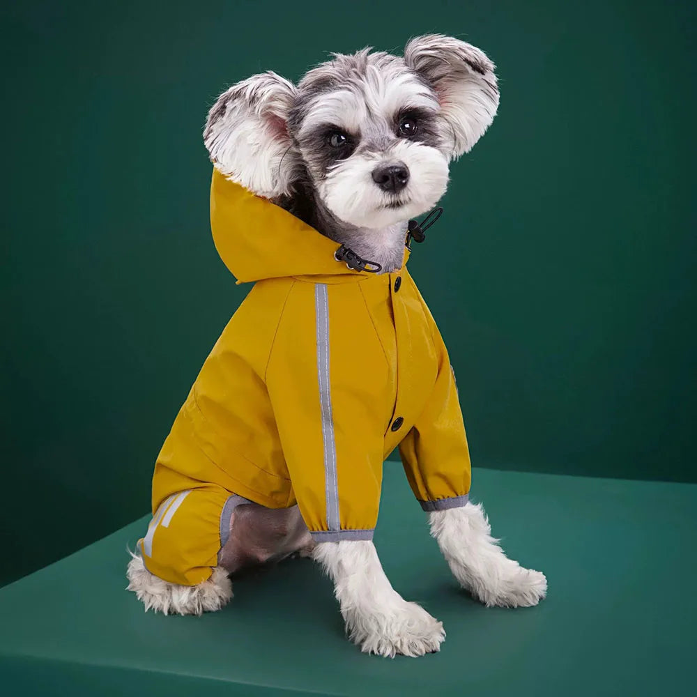 Waterproof Pet Clothes PU Dog Raincoat with Hood for Small Dogs Waterproof Reflective Cat Coat Chihuahua Jacket Poodle Overalls