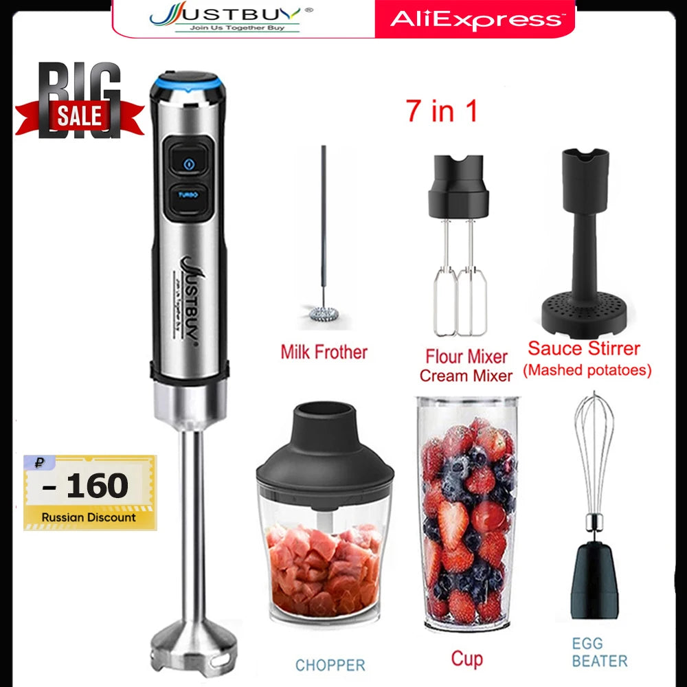 7/6/4 in 1 EU Plug 1500W Electric Stick Hand Blender Stirring Immersion Egg Beater Food and Fruit Processing Multipurpose