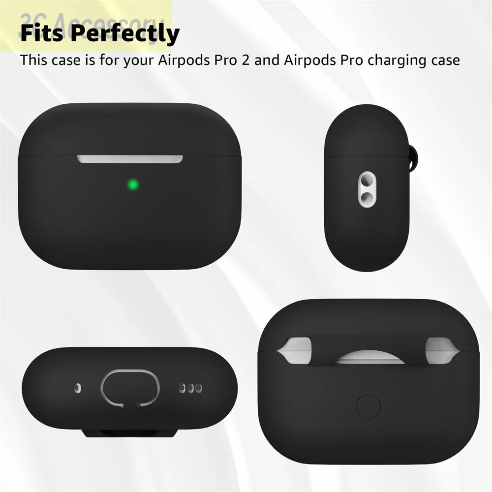 For 2022 Apple  AirPods Pro 2 protective case soft skins case with cleaning kit and lanyard  For AirPod Pro [visible front LED]
