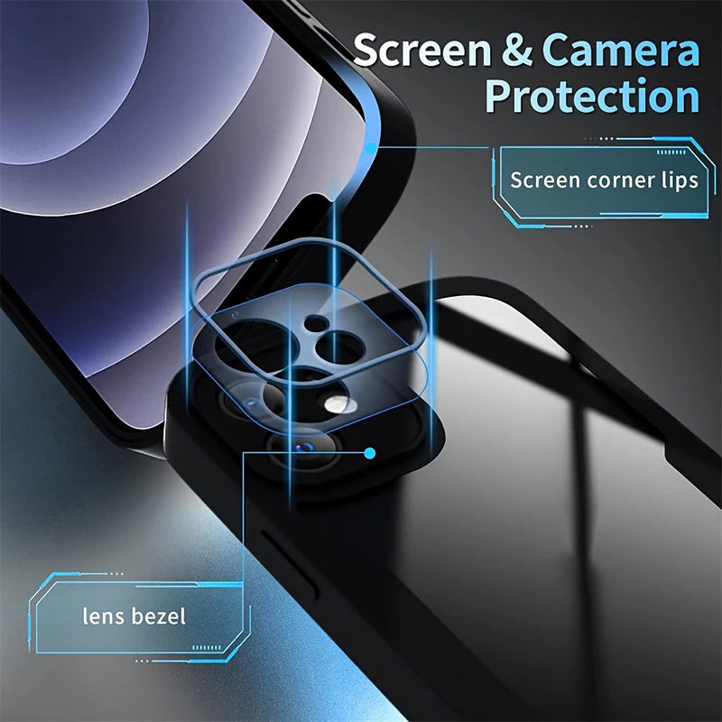 360 Full Body Heavy Duty Case For iPhone 15 14 Pro Max 13 12 Pro 11 XS 7 8 Plus Double Sided Transparent Cover Soft Phone Case