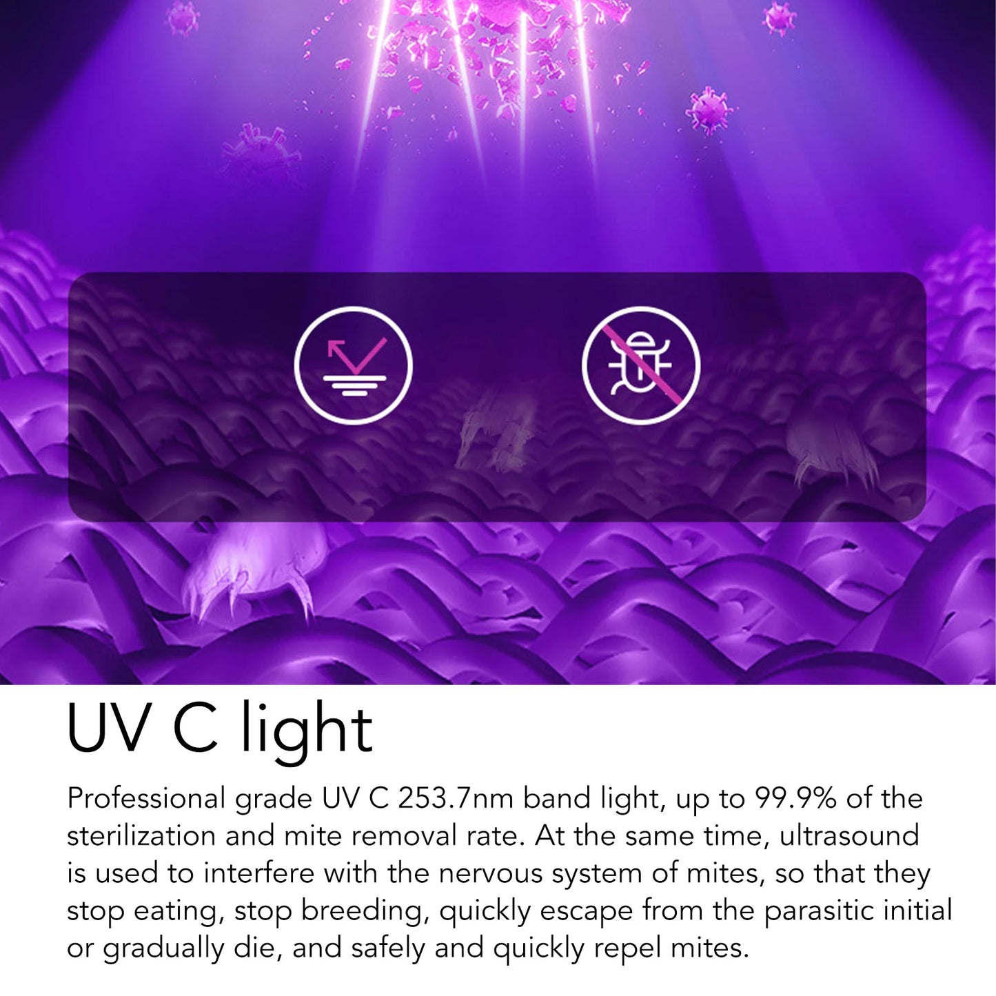 Mite Bed Vacuum Cleaner Cordless Handheld Mattress Cleaner UV Mite Remover Cleaning Machine for Pillows Sheets Sofas Plush Toys