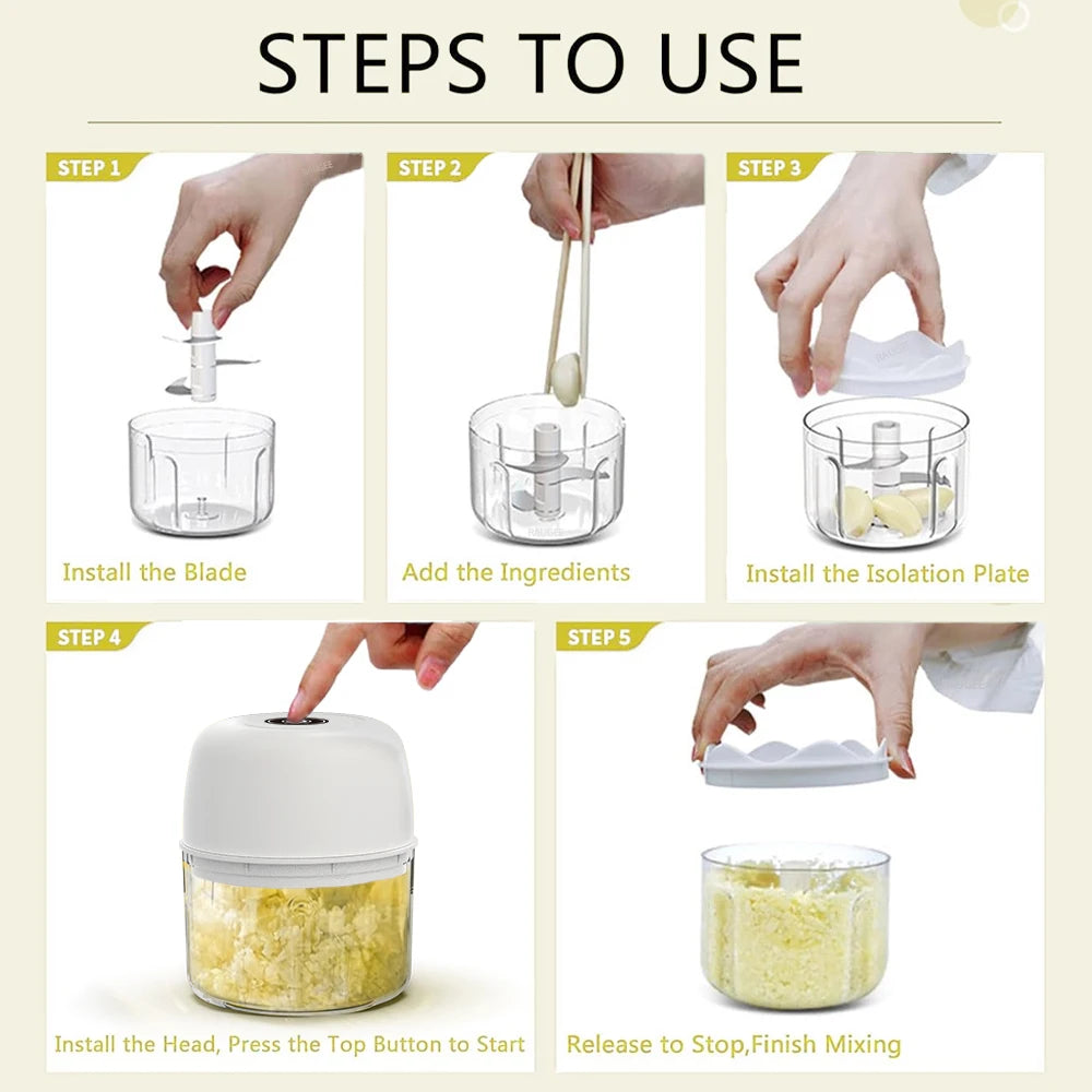 Electric Food Chopper kitchen Grinder Portable Vegetable Garlic Chopper Food Processor Small Mix For Kitchen Household