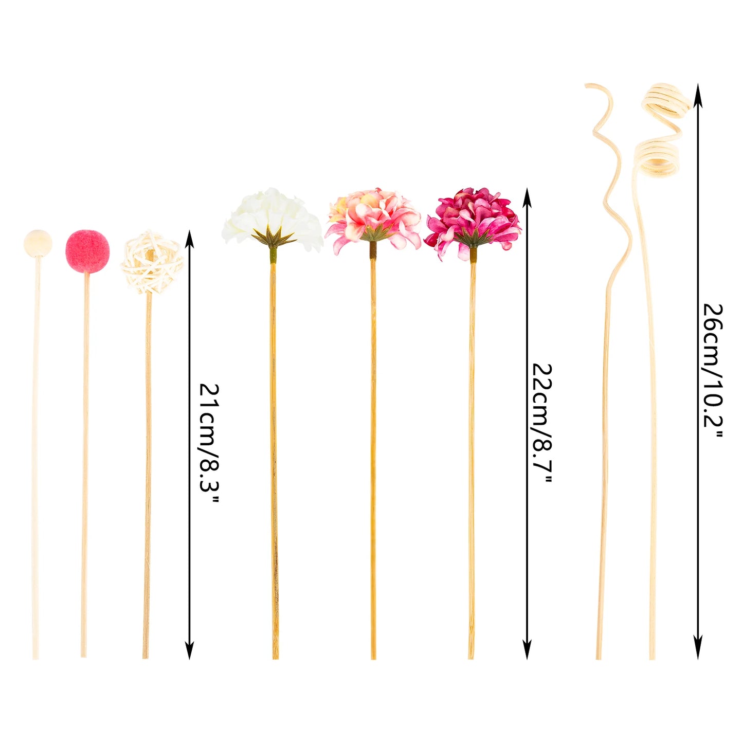 DIY 10PCS Pink Hydrangea Flower Rattan Sticks Fireless Fragrances Reed Diffuser Stick Ornaments Home Decor
