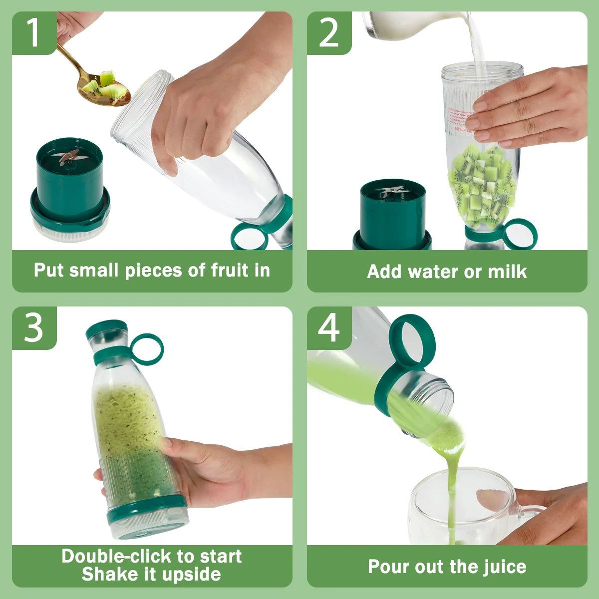 Mini Electric Juicer 380ML USB Rechargeable Fruit Juicer Portable Multifunctionl Automatic Juice Blender Cup for Travel/Home