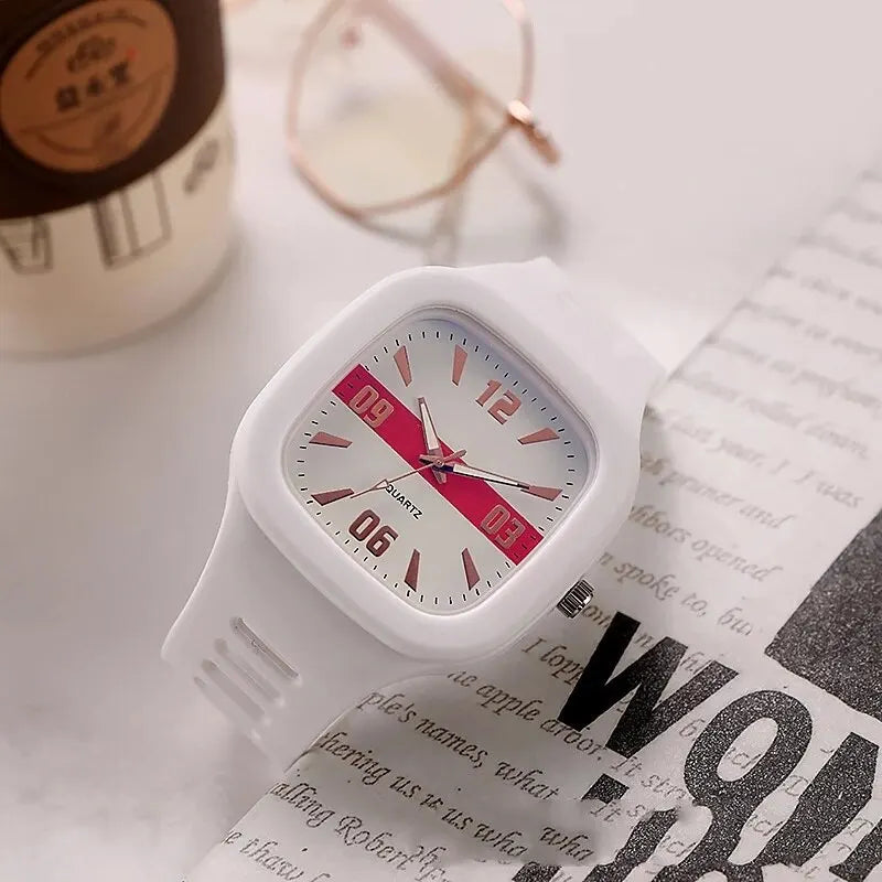 Fashion Studant Black Band Sport Quartz Watches Men Women Square Wirstwatch Casual Watch Couples Jewelry Gifts Reloj Hombre