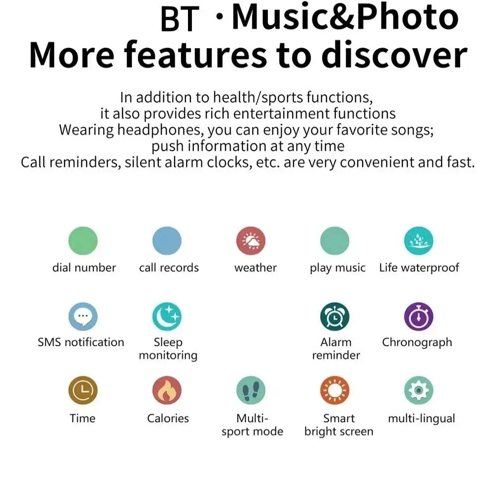 Smart Watch Answer Call Music Player Health Sport Bracelet Fitness Tracker Custom Dial Smartwatch Women Men Gift 2024 New Clock