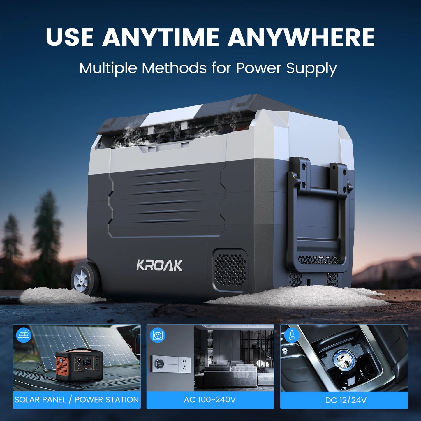 35L 45L Portable Foldable Handle Dual Zone Car Refrigerator with Wheel Compressor Freezer for Camping Picnics Home Traval