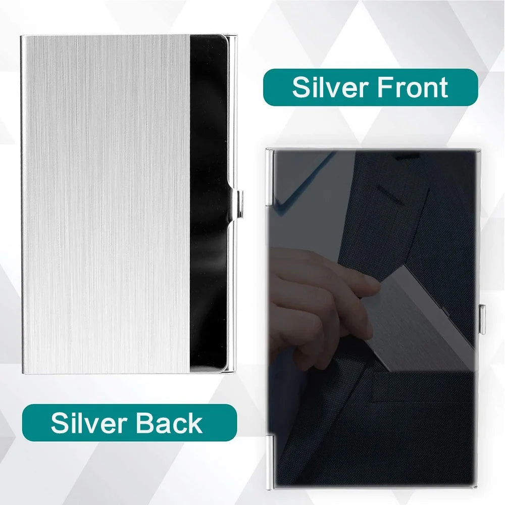 Metal Business Card Holder - Slim Pocket Business Card Case for Men & Women, Stainless Steel IC Cards Storage