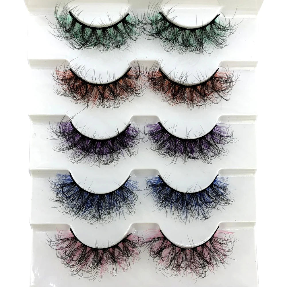 20 pairs colored lashes makeup for women color eyelashes lash extension supplies makeup products beauty d curl strip lashes bulk