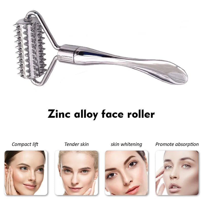 Stainless steel pointed roller spatula massage ball stone face roller massager to improve neck facial beauty skin care tool
