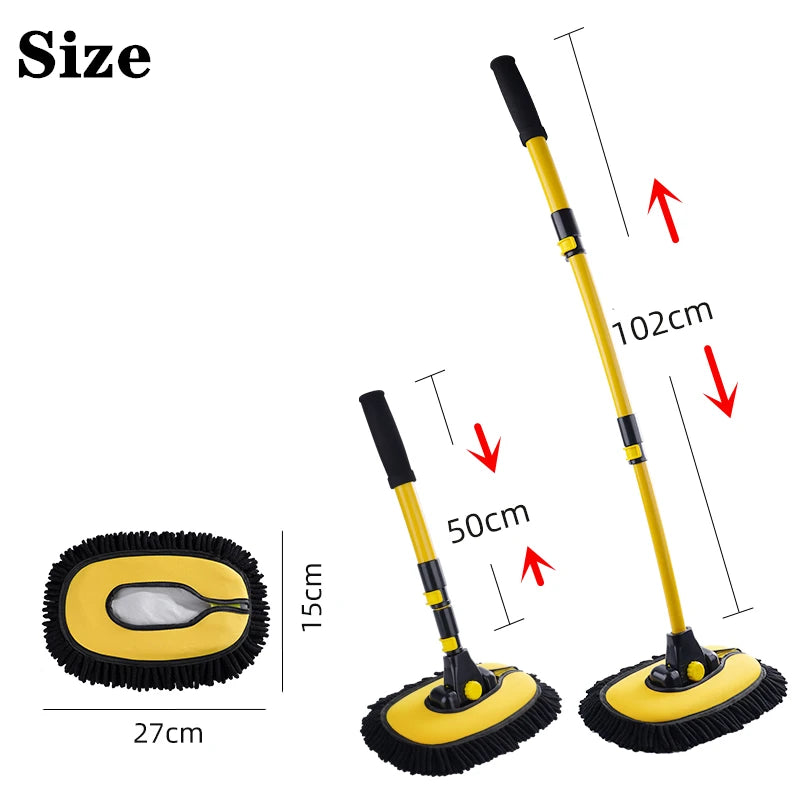 Car Cleaning Brush Car Wash Brush Telescoping Long Handle Cleaning Mop Chenille Broom Auto Accessories