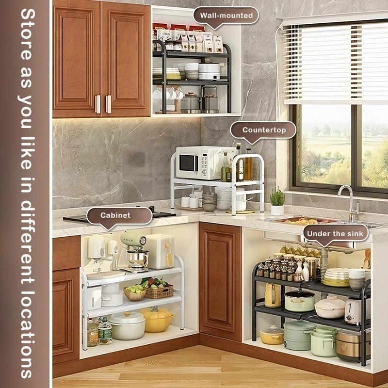 Shelf Under The Sink Flexible Layered Rack Cabinet Organizer Sundries Telescopic Holder Countertop Storage Rack Under Sink Shelf