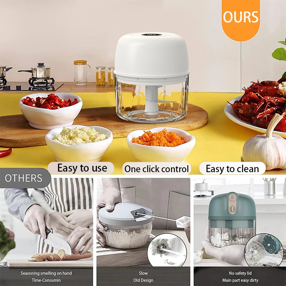 Electric Food Chopper kitchen Grinder Portable Vegetable Garlic Chopper Food Processor Small Mix For Kitchen Household