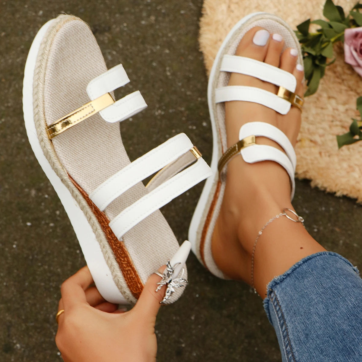 Summer New Women Fashion Sandals Comfortable Sport Sandals Open Toe Non-Slip Cut Out Soft Female Wedges Slippers Plus Size 43