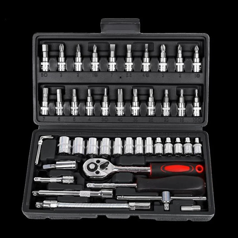 46 piece set combination socket wrench Quick small fly auto repair ratchet screwdriver combination tool