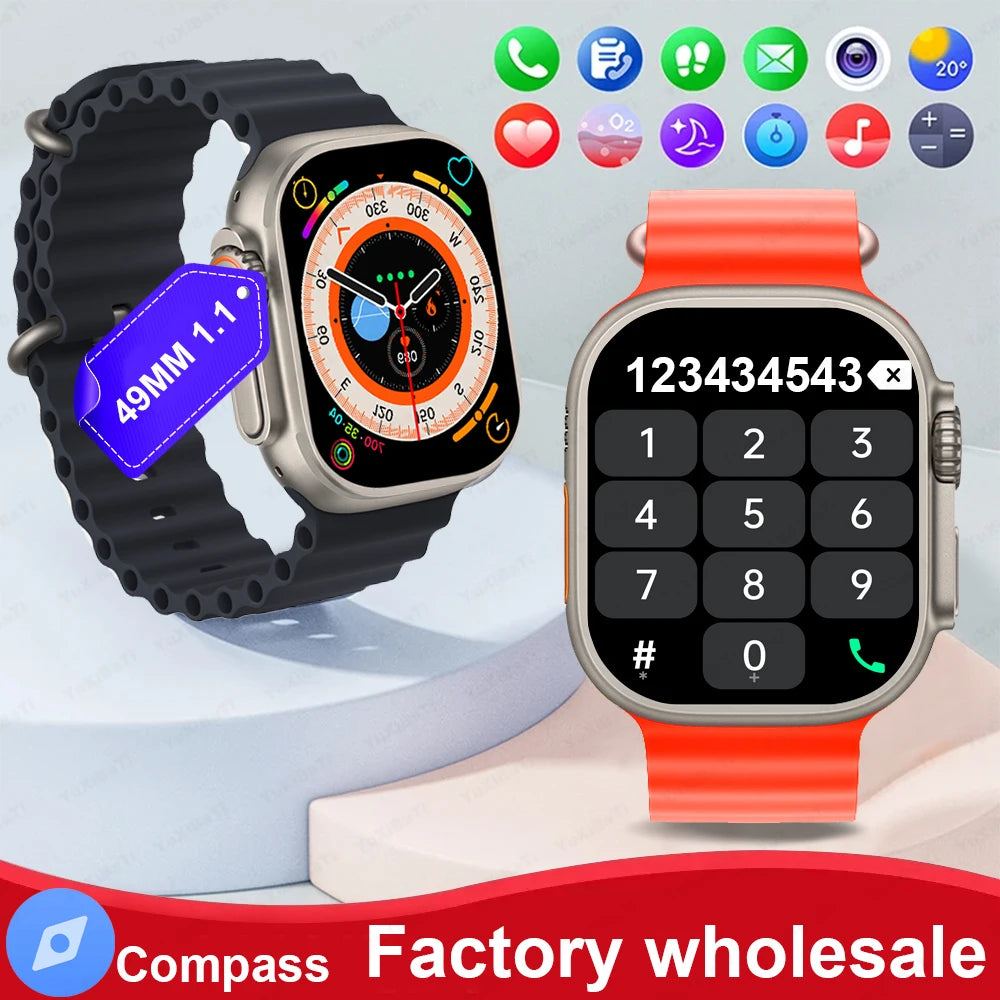 New Watch T10 Smart Watch 49mm 2024 New NFC Men Women GPS Track Bluetooth Call BT Music Games Wireless Charging Smartwatch+Box